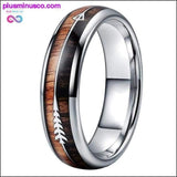 Plus Minus Co 6/8mm Tungsten Carbide with Natural Koa Wood Arrow Inlay, view 5