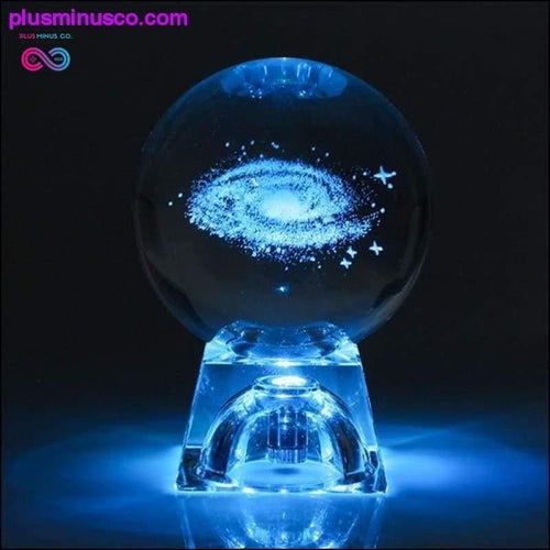 Plus Minus Co 6cm 3D Engraved Galaxy solar system Crystal lamp night light