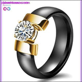 Plus Minus Co 6mm White Black Ceramic Rings Plus Cubic Zirconia For Women, view 2
