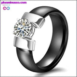 Plus Minus Co 6mm White Black Ceramic Rings Plus Cubic Zirconia For Women, view 3