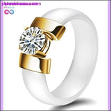 Plus Minus Co 6mm White Black Ceramic Rings Plus Cubic Zirconia For Women, view 4