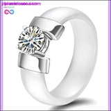 Plus Minus Co 6mm White Black Ceramic Rings Plus Cubic Zirconia For Women, view 5