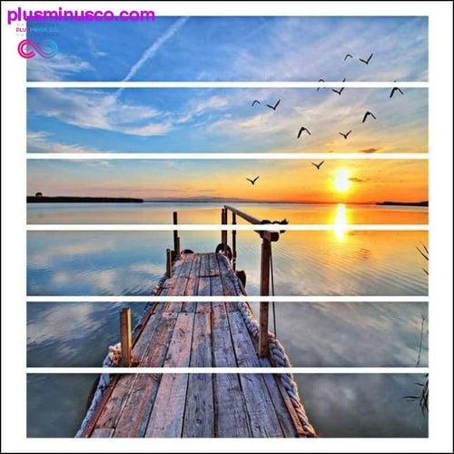 Plus Minus Co 6pcs/13pcs DIY Stair Stickers 3D Seaside Scenery Stairway