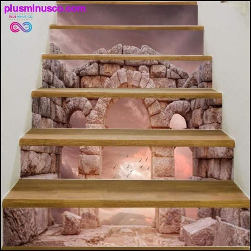 Plus Minus Co 6pcs/13pcs Stone Pillar Home Stair Stickers Vinyl Scenery
