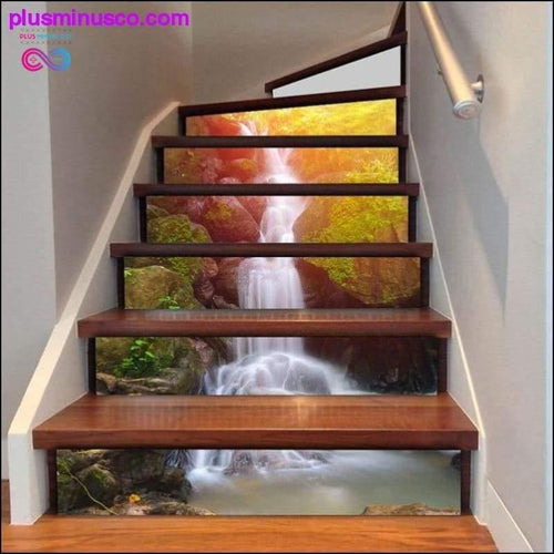 Plus Minus Co 6pcs/set 3D Waterfall Stairs Sticker Risers Mural Sunset