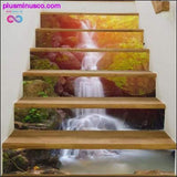 Plus Minus Co 6pcs/set 3D Waterfall Stairs Sticker Risers Mural Sunset, view 2