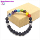 Plus Minus Co 7 Chakra Mixed Stone Healing Chakra Pray Mala Bracelet Lava, view 3