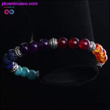 Plus Minus Co 7 Chakra Mixed Stone Healing Chakra Pray Mala Bracelet Lava, view 4