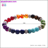 Plus Minus Co 7 Chakra Mixed Stone Healing Chakra Pray Mala Bracelet Lava, view 5