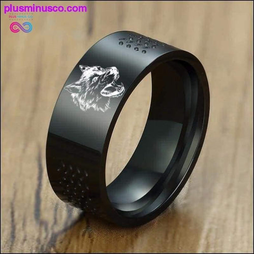 Plus Minus Co 8MM MEN RING IN BLACK STAINLESS STEEL WEDDING BAND ENGRAVING