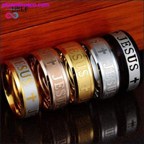 Plus Minus Co 8mm Religious Christian Stainless Steel Jesus Cross Ring