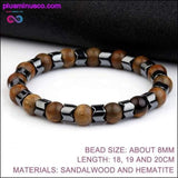 Plus Minus Co 8MM Sandalwood Natural stone Hematite Wood Charm Beaded, view 4