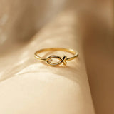 Plus Minus Co 925 Sterling Silver Inlaid Zircon Fish Ring, view 5