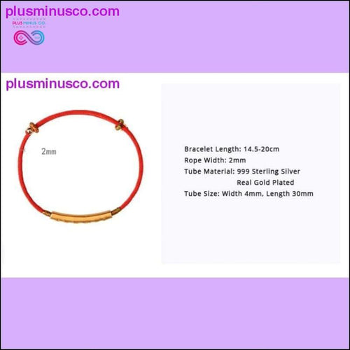 Plus Minus Co 999 Sterling Silver Gold Color Handmade Thin Red String
