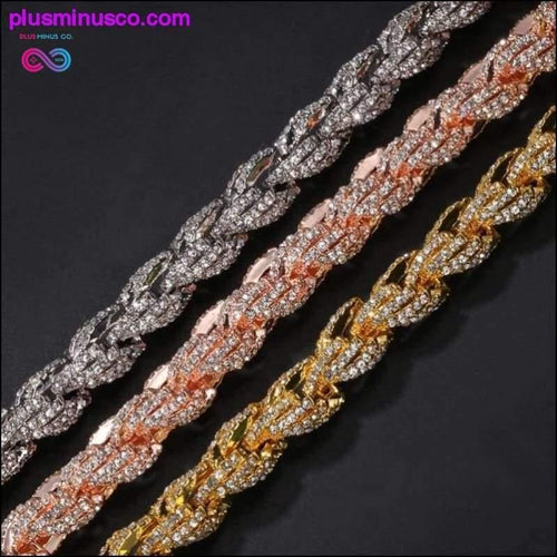 Plus Minus Co 9mm Rope Chain Necklace Silver/rose Gold /gold Color Iced