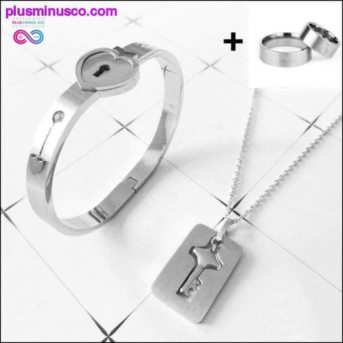 Plus Minus Co A Couple Lovers Jewelry Love Heart Lock Bracelet Stainless