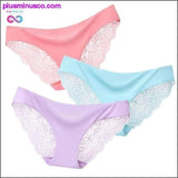 Plus Minus Co A set of 3 pcs Sexy Lace and Silk Lingerie Panties at, view 2