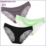 Plus Minus Co A set of 3 pcs Sexy Lace and Silk Lingerie Panties at, view 3