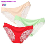 Plus Minus Co A set of 3 pcs Sexy Lace and Silk Lingerie Panties at, view 5