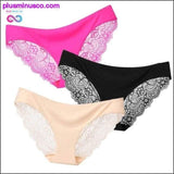 Plus Minus Co A set of 3 pcs Sexy Lace and Silk Lingerie Panties at, view 6