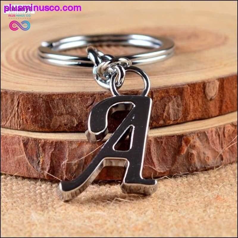 Plus Minus Co A-Z Letters key Chain Silver Color Metal Keychain Women Car