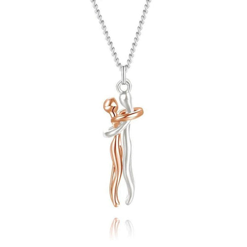 Plus Minus Co Abstract Geometric Hug Me Necklace for Lovers Trendy Couple Gift Jewelry