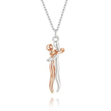 Plus Minus Co Abstract Geometric Hug Me Necklace for Lovers Trendy Couple Gift Jewelry, view 3