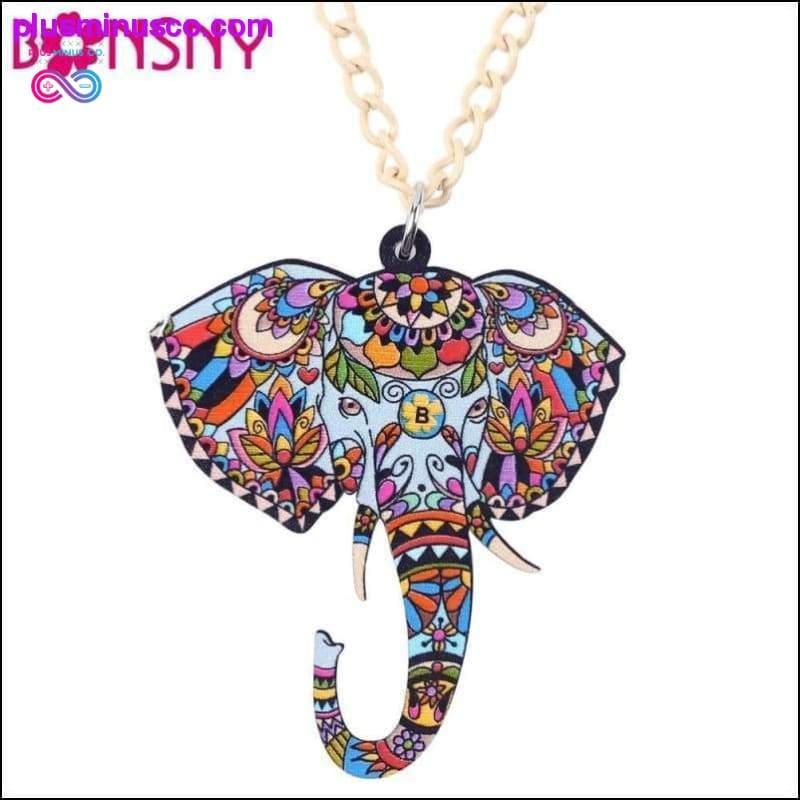 Plus Minus Co Acrylic Jungle Elephant Necklace and Pendant - Animal