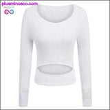 Plus Minus Co Sexy Open Back Yoga Top Active Women's Long Sleeve, view 4