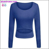 Plus Minus Co Sexy Open Back Yoga Top Active Women's Long Sleeve, view 5