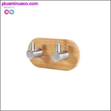 Plus Minus Co Adhesive Natural Bamboo Stainless Steel Hook Wall Clothes, view 2