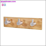 Plus Minus Co Adhesive Natural Bamboo Stainless Steel Hook Wall Clothes, view 3