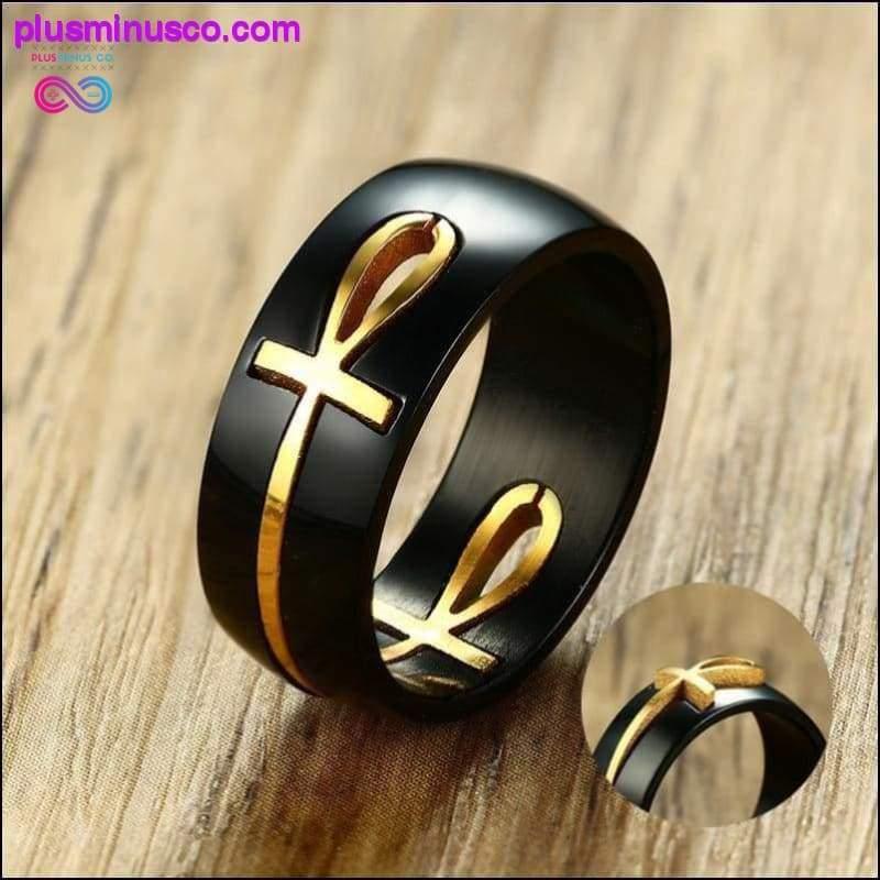 Plus Minus Co AlphaMan Ankh Egyptian Cross Ring for Men