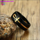 Plus Minus Co AlphaMan Ankh Egyptian Cross Ring for Men, view 3