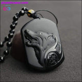 Plus Minus Co AlphaMan Black Obsidian Wolf Necklace || PlusMinusco.com, view 2