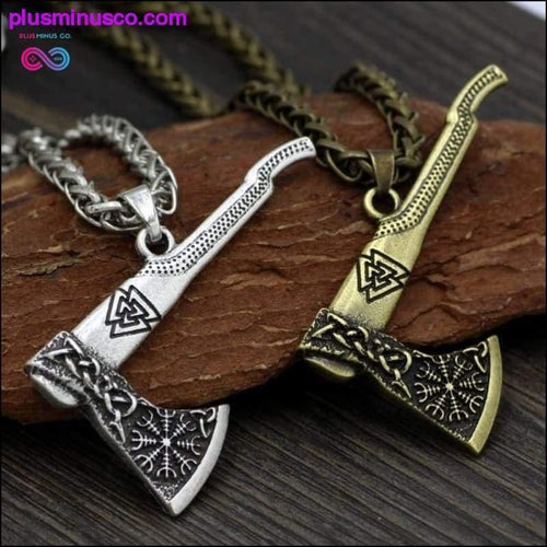 Plus Minus Co Amulet Viking Necklace and Axe Pendant - Unique Jewelry for