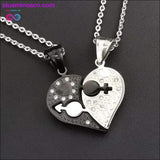 Plus Minus Co Rose gold puzzle lock hearts couples pendant necklace for, view 2