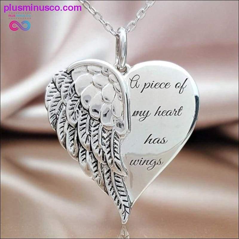 Plus Minus Co Angel wings peach heart pendant necklace for woman vintage