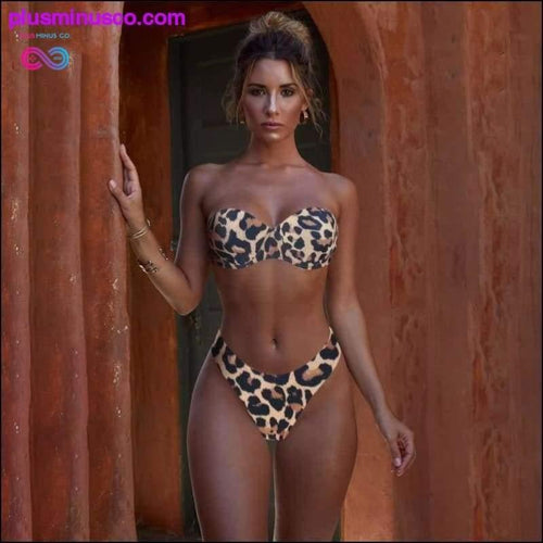 Plus Minus Co Animal Print Leopard Bikini Push Up Swimsuit Sexy Women