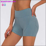 Plus Minus Co Anti-sweat Plain Sport Athletic Shorts Women High Waisted, view 3