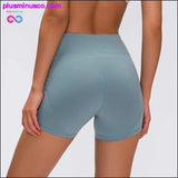 Plus Minus Co Anti-sweat Plain Sport Athletic Shorts Women High Waisted, view 4