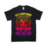 Plus Minus Co As a Sagittarius i have 3 sides, the quite and sweet, the fun and crazy, the side you never Astrology Tee Retro Zodiac Present Sagittarius, view 2