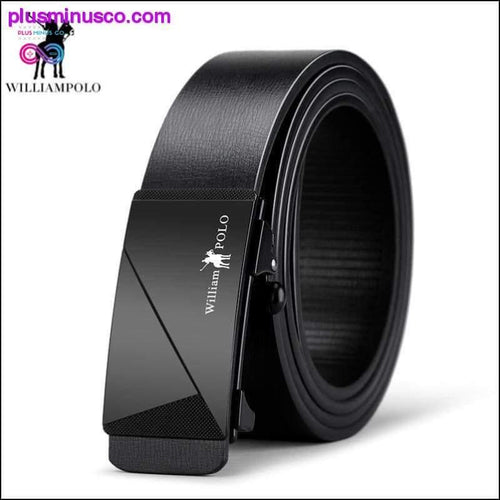 Plus Minus Co Automatic Buckle Genuine Leather Belt for Men Perfect Belt