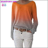 Plus Minus Co Autumn Ladies Long Sleeve T-Shirt O-Neck Sexy Gradient, view 4