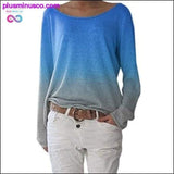 Plus Minus Co Autumn Ladies Long Sleeve T-Shirt O-Neck Sexy Gradient, view 5