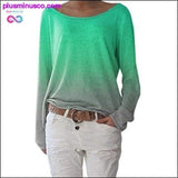 Plus Minus Co Autumn Ladies Long Sleeve T-Shirt O-Neck Sexy Gradient, view 6
