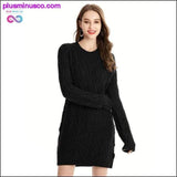 Plus Minus Co Autumn Winter Thick Warm Sweater Dress Women Sexy O-neck, view 3