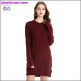 Plus Minus Co Autumn Winter Thick Warm Sweater Dress Women Sexy O-neck, view 4