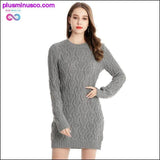 Plus Minus Co Autumn Winter Thick Warm Sweater Dress Women Sexy O-neck, view 5