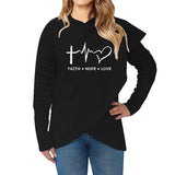 Plus Minus Co Autumn Winter Women Hoodies Sweatshirts Casual Plus Size Faith Printed Hooded Sweatshirt, view 2